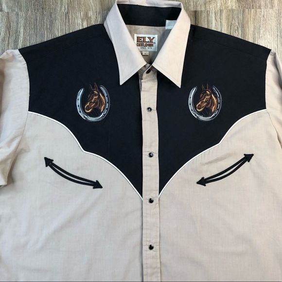 Vintage Ely Cattleman Smile Pocket Embroidered Western Shirt sz L - Picture 5 of 13